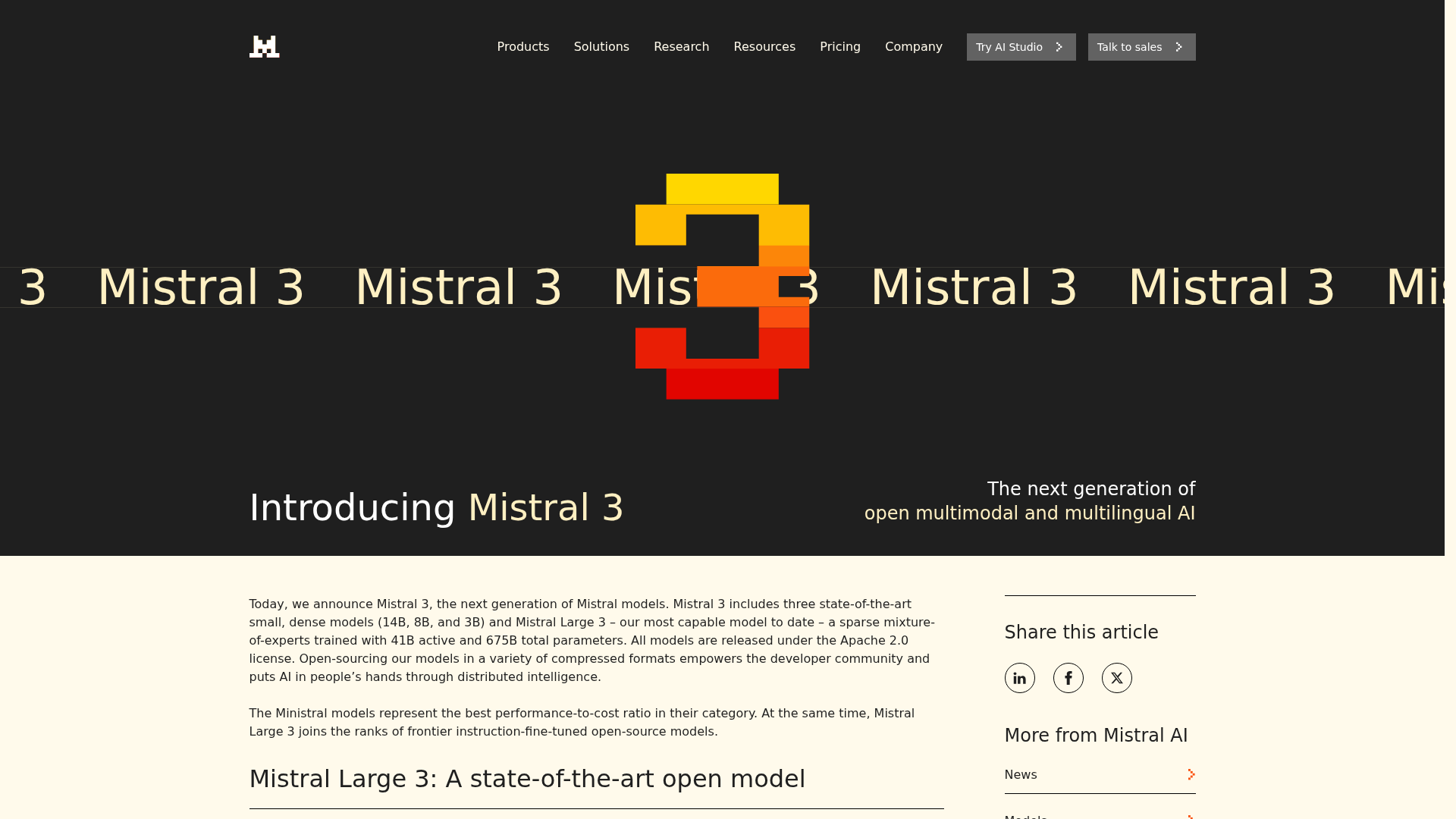 Mistral 3's cover